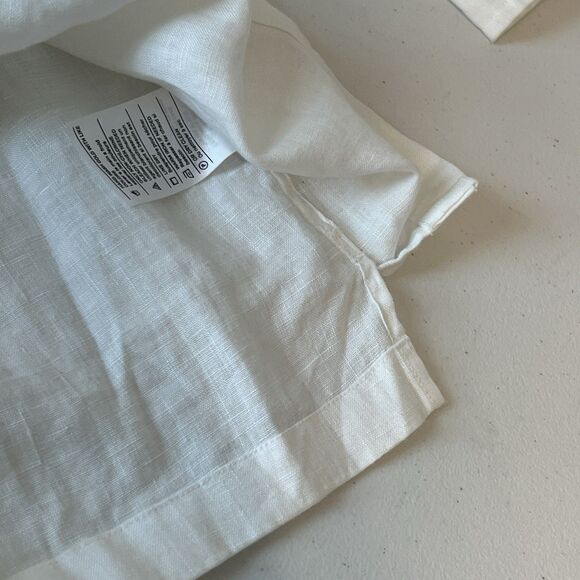 Vince Womens L White Classic Fit Long Sleeve Popover Shirt 100% Linen Blouse - Picture 7 of 9